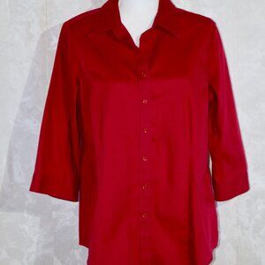 Coldwater Creek Red No-Iron Button-up Blouse | XL